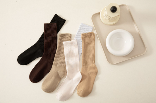 5-Pair Women's Solid Crew Socks, Slouchy and Cozy Mid-Calf Length for Maximum Comfort, Soft, Breathable, and Ideal for Fall & Winter-Perfect for Daily Wear, Machine Washable for Hassle-Free Care and Long-Lasting Durability