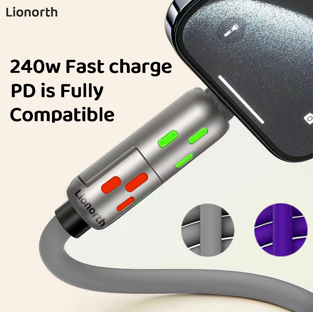 240W 4-in-1 USB Charging Cable – High-Speed Charging and Data Transfer for iPhone 15/16, iPad Pro, Samsung, and Other Devices, Perfect for Home, Office, and Travel