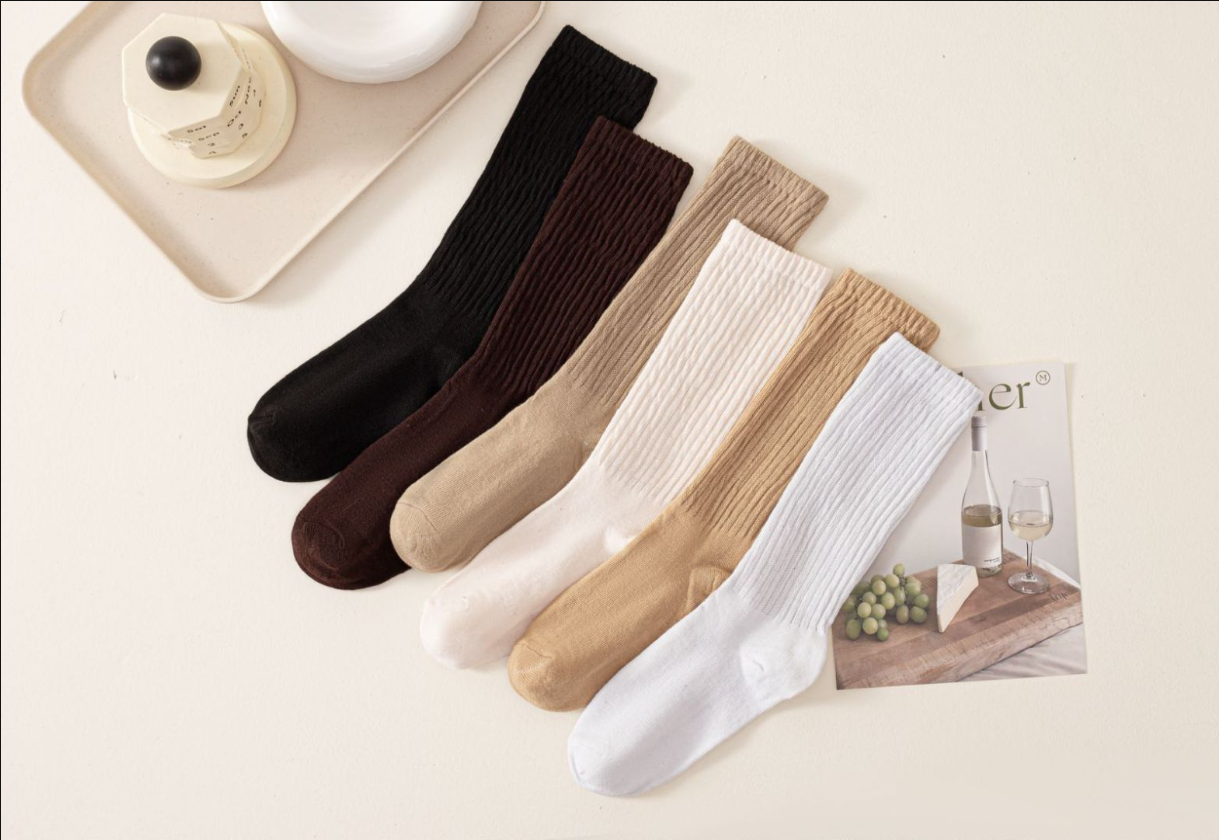 5-Pair Women's Solid Crew Socks, Slouchy and Cozy Mid-Calf Length for Maximum Comfort, Soft, Breathable, and Ideal for Fall & Winter-Perfect for Daily Wear, Machine Washable for Hassle-Free Care and Long-Lasting Durability