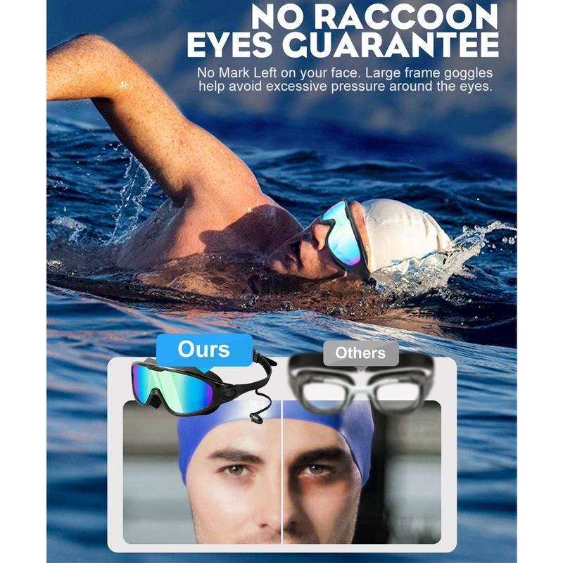 Swim Goggles 2 Pack Adjust for Kids Men Women, No Leaking 180° Swim Glasses, Easy to Wear, Wide View, Anti-Fog, UV Protection, Comfortable Fit, Suitable for Men Women Kids