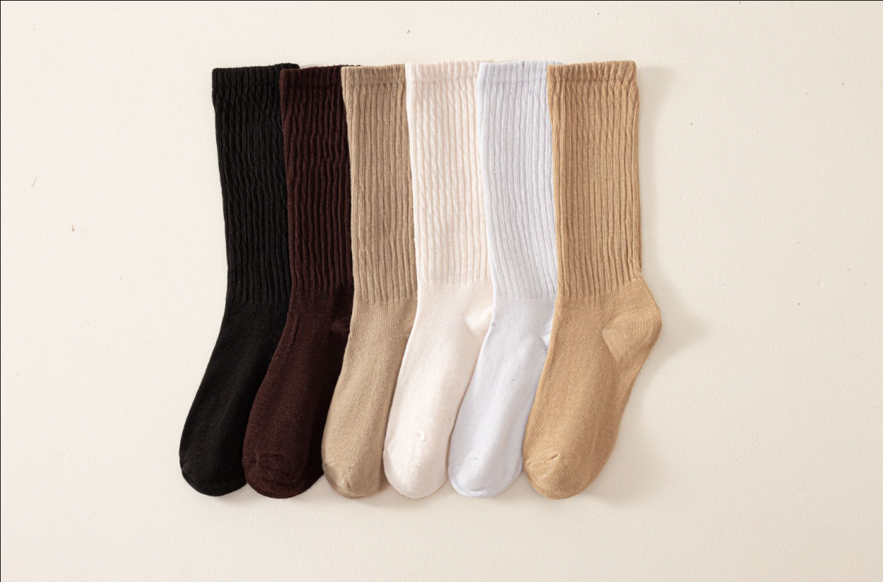 5-Pair Women's Solid Crew Socks, Slouchy and Cozy Mid-Calf Length for Maximum Comfort, Soft, Breathable, and Ideal for Fall & Winter-Perfect for Daily Wear, Machine Washable for Hassle-Free Care and Long-Lasting Durability