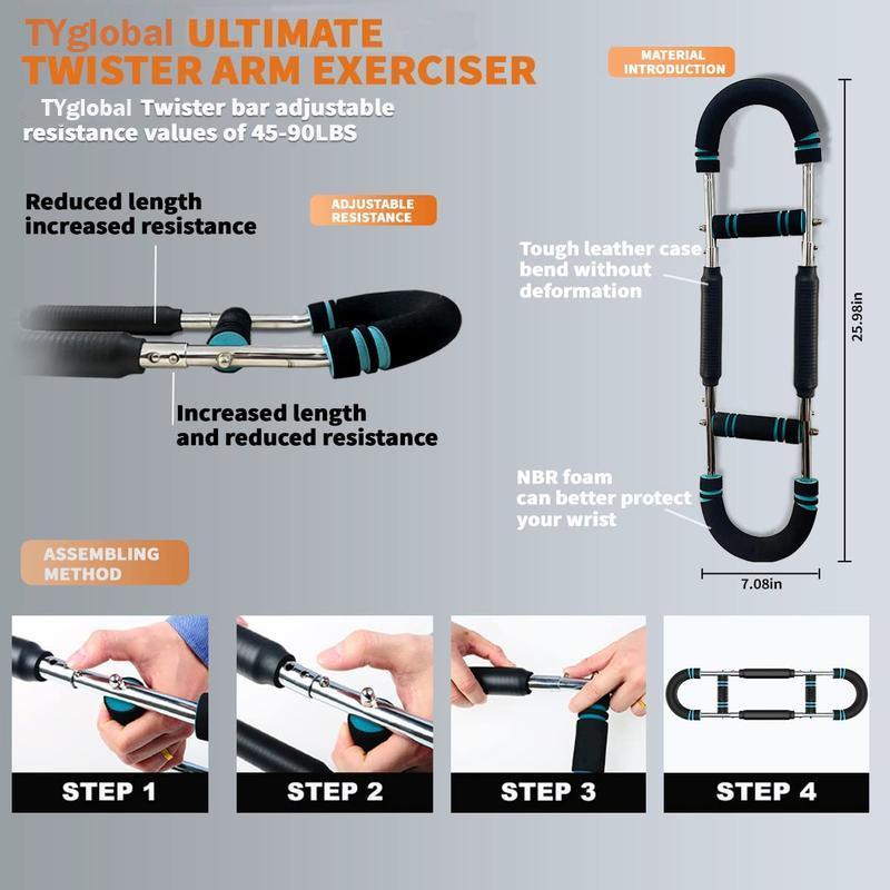 Arm Chest Trainer, 60-110lbs Portable Adjustable ResistanceBar for Triceps, Biceps, Forearms & Home Workout