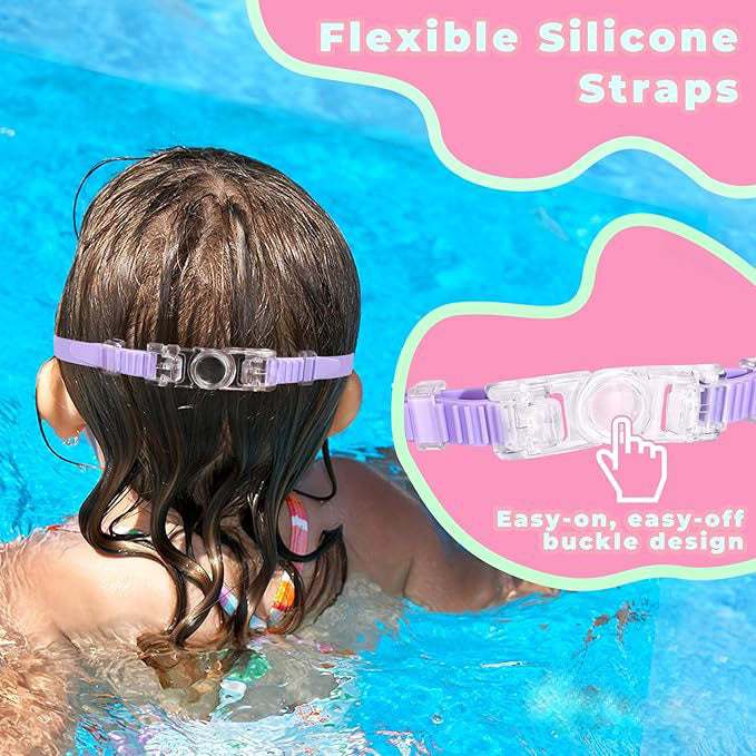 2 Pack Kids Swim Goggles for 3-15 UV Protection Anti-Fog High Definition Waterproof Adjustable Goggles for Boys and Girls - Safety anti-uv swimming goggles swim glass anti-fog swimming goggles Swimminggoggles Nose Clip