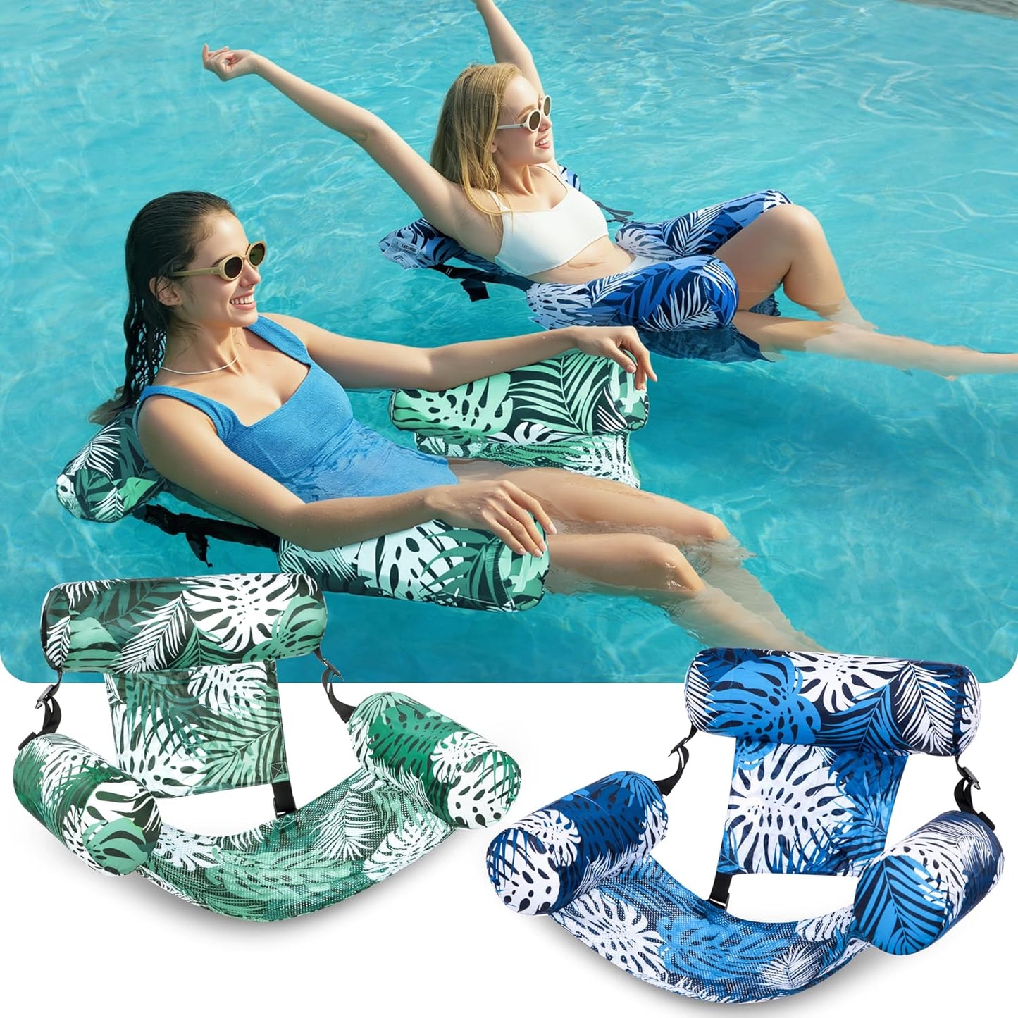 Inflatable Pool Floats Adult,2 Packs Floating Lounge Chairs,Blow up Pool Noodles for Adult Heavy Duty,Floating Chair for Party Summer Water Beach Lake Fun