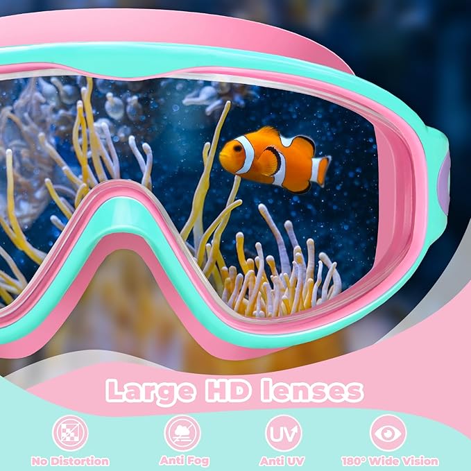 2 Pack Kids Swim Goggles for 3-15 UV Protection Anti-Fog High Definition Waterproof Adjustable Goggles for Boys and Girls - Safety anti-uv swimming goggles swim glass anti-fog swimming goggles Swimminggoggles Nose Clip